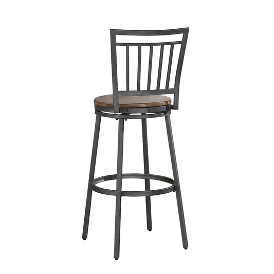Stockton 25" Metal Swivel Stool - Slate Grey - Golden Oak Seat
