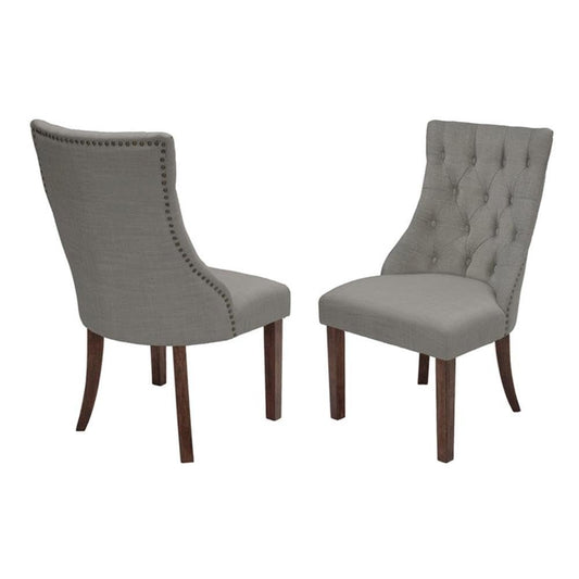 Single Dining Chair in Dark Gray Linen