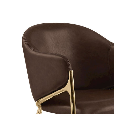 Single Leather-Aire Barstool Espresso with Gold Chrome Base
