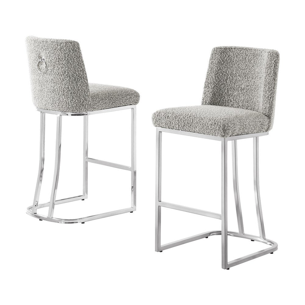 Rich Gray With Silver Base Barstools, Set Of 1