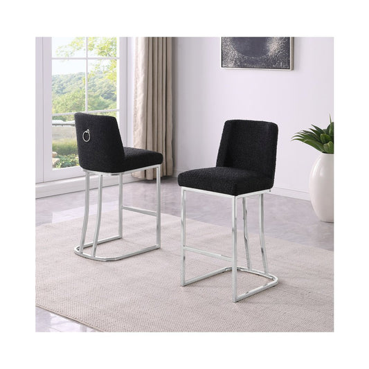Black With Silver Base Barstools, Set Of 2