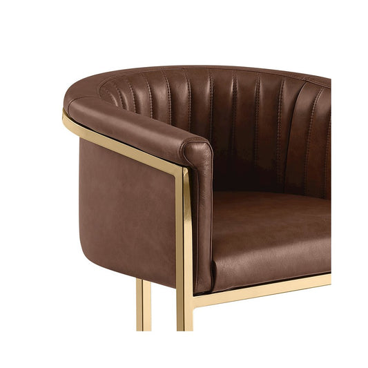 Single Leather-Aire Barstool Mocha with Gold Chrome Base