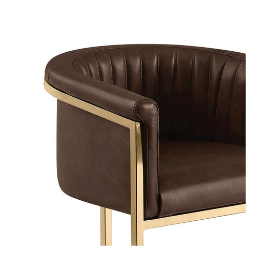 Single Leather-Aire Barstool Espresso with Gold Chrome Base