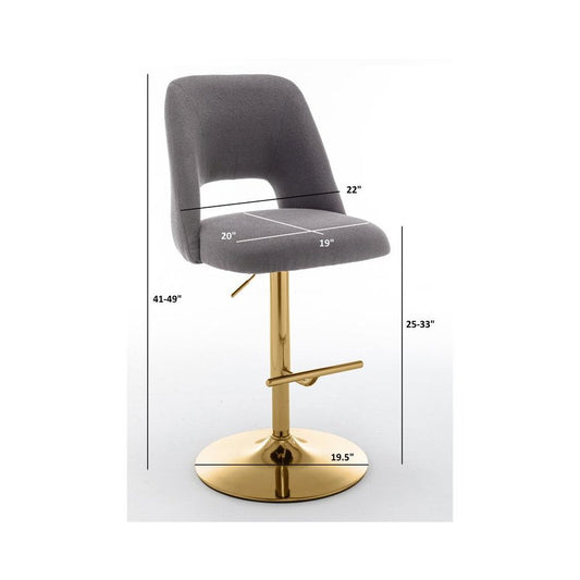 Boucle fabric upholstered barstool with a beige seat and gold base (SET OF 2)