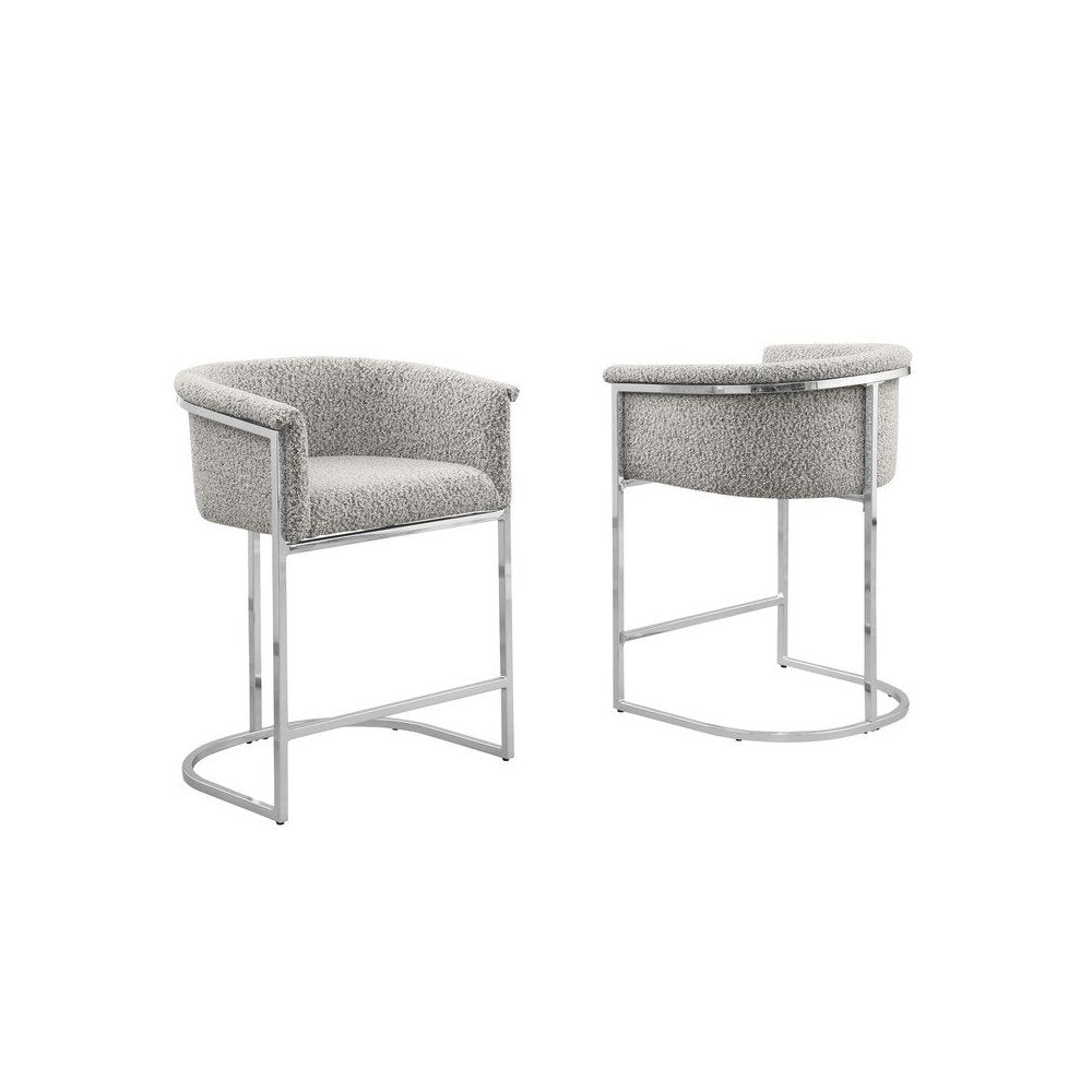 Best Quality teddy Boucle in rich gray barstool - Set of 2