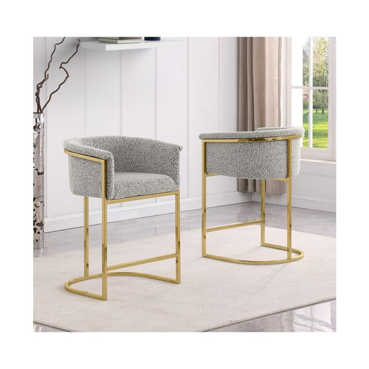 Best Quality teddy Boucle in rich gray barstool - Set of 2