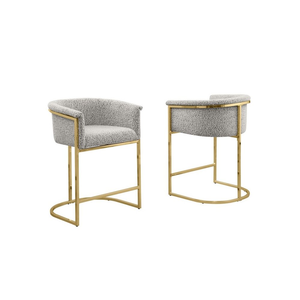 Best Quality teddy Boucle in rich gray barstool - Set of 2