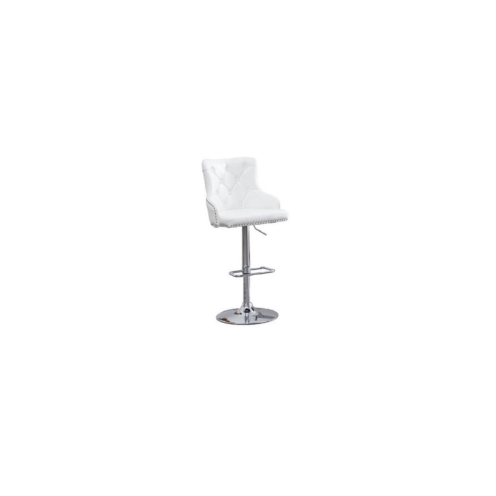 Faux Leather Adjustable Bar Stool in White, Set of 2, White