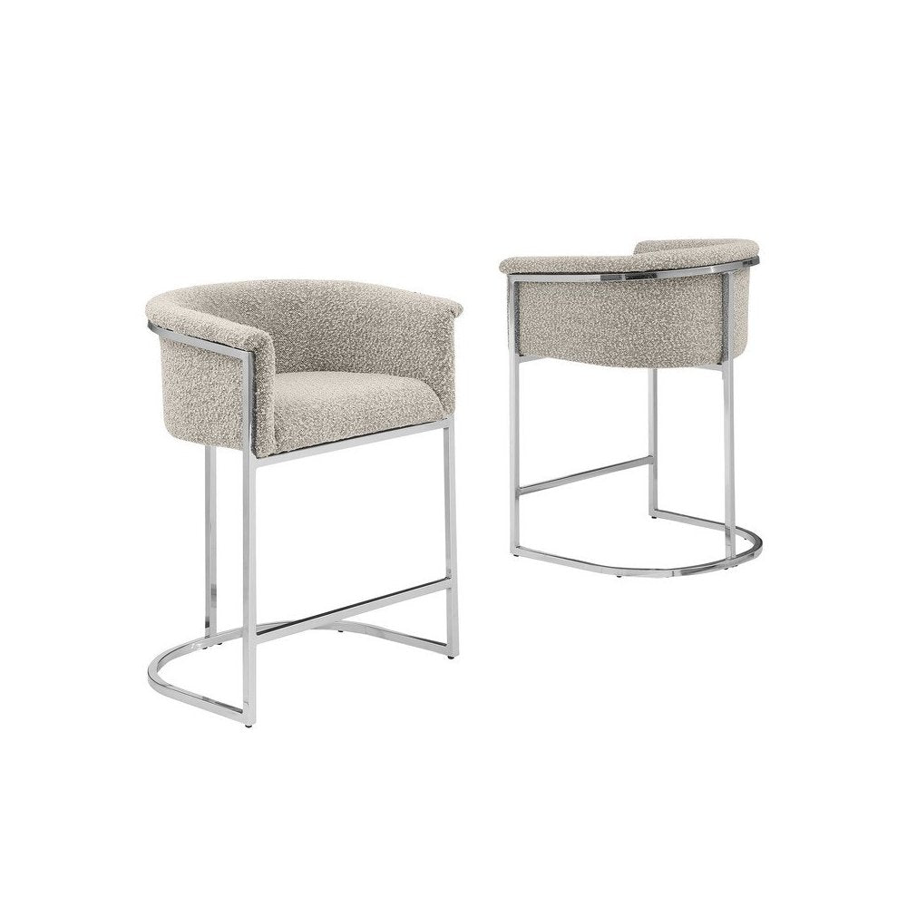 Best Quality teddy Boucle in gray barstool - Set of 2