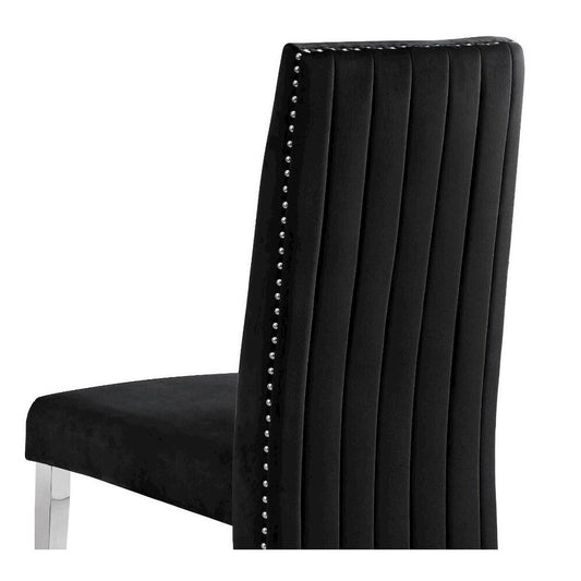 Tufted Velvet Upholstered Dining Chair, 4 Colors to Choose (Set of 2) - Black
