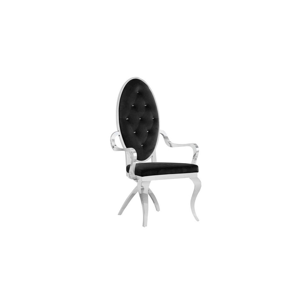 Velvet Side Arm Chair Set of 2, Stainless Steel, Black