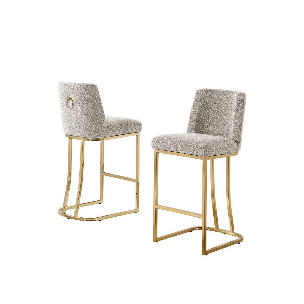 Gray With Gold Base Barstools, Set Of 2