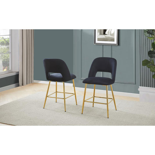 Black with gold base bar stool (SET OF 2)