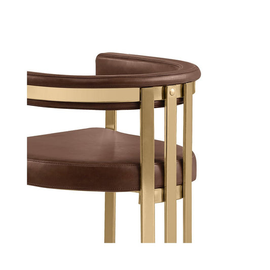 Single Leather-Aire Barstool Mocha with Gold Chrome Base