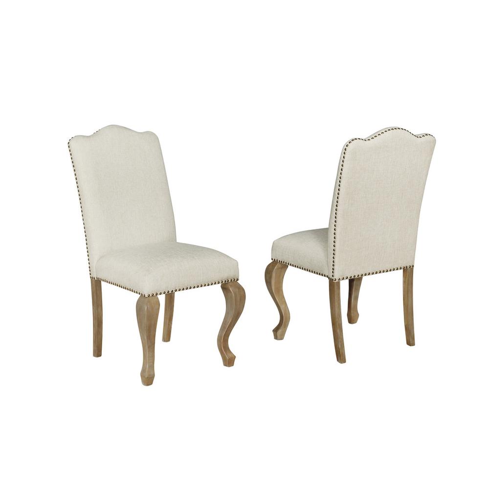 Side Chairs, Set of 2 in Beige Linen