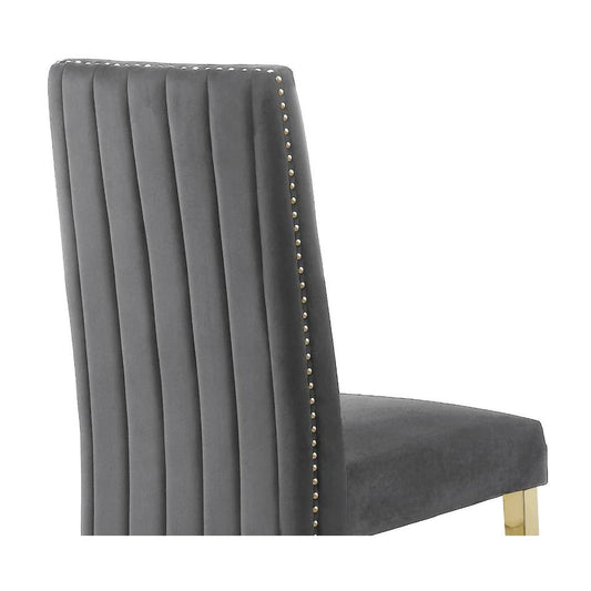 Tufted Velvet Upholstered Side Chair, 4 Colors to Choose (Set of 2) - Dark grey