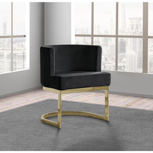 Black Velvet Side Chair with Gold, Chrome Base - Single