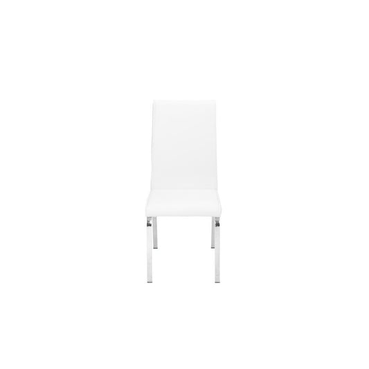 Faux Leather Dining Side Chairs, Chrome Legs (Set of 2) - White