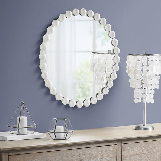 Beaded Round Wall Mirror 27"D