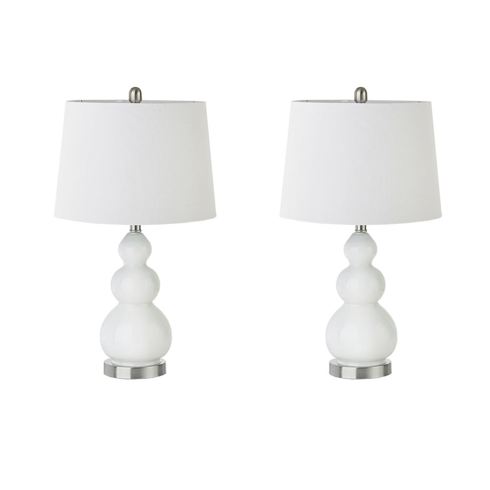 Covey Curved Glass Table Lamp, Set of 2, White color