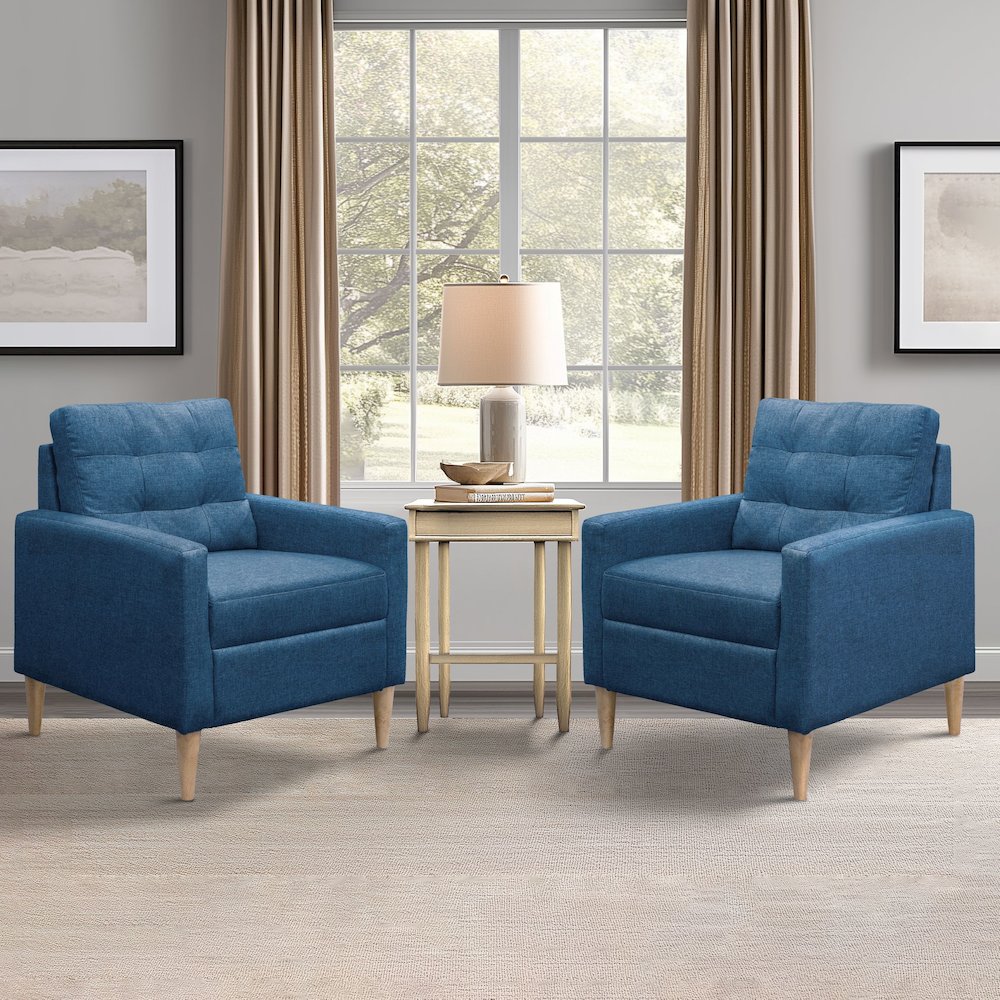 Dani Tufted back Accent Chair, Denim Blue color