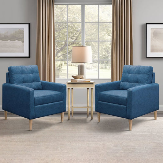 Dani Tufted back Accent Chair, Denim Blue color