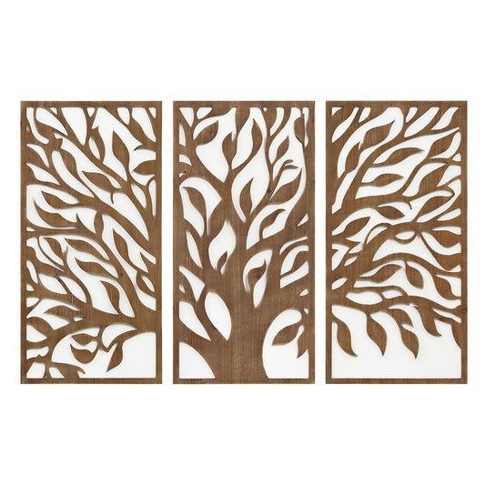 Birch Botanical Two-tone 3-piece Wood Panel Wall Decor Set