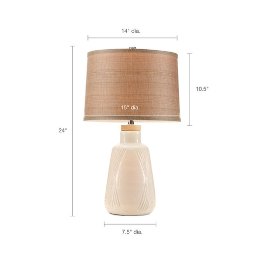 Tate Boho Textured Ceramic Table Lamp, Ivory color
