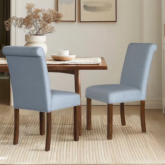 Upholstered Dining Chair with Nailhead Trim Set of 2