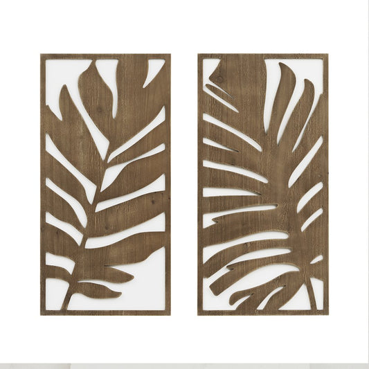 Birch Botanical Two-tone 2-piece Wood Panel Wall Decor Set