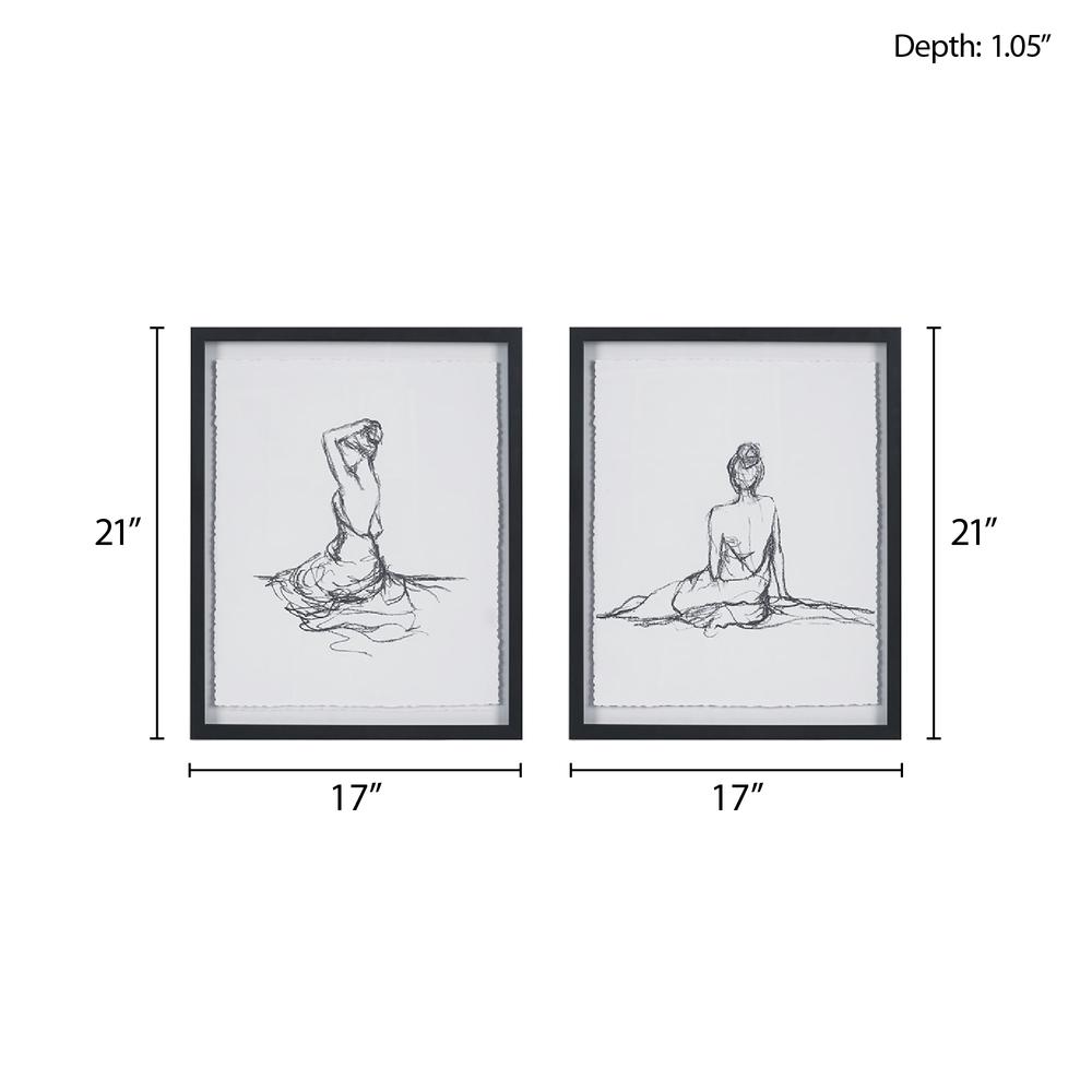 Sketch 2-piece Framed Glass and Matted Wall Art Set