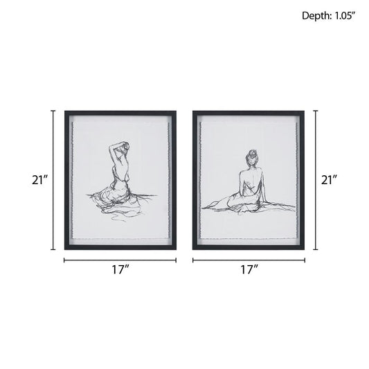 Sketch 2-piece Framed Glass and Matted Wall Art Set