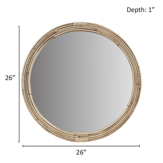 Natural Rattan Round Wall Mirror