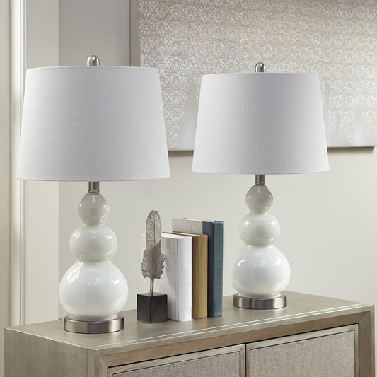 Covey Curved Glass Table Lamp, Set of 2, White color