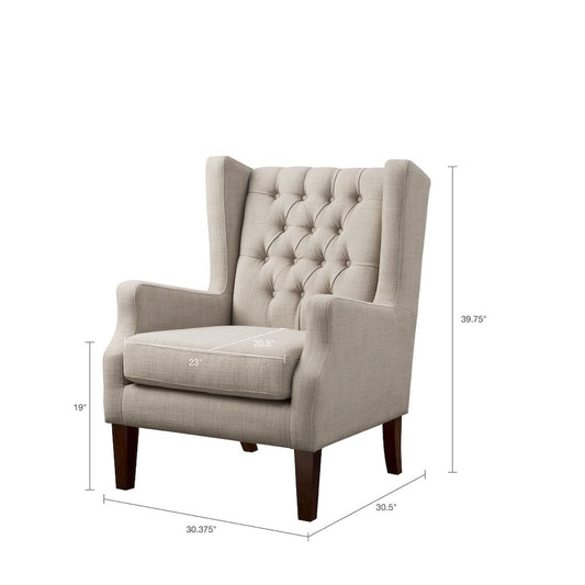 Button Tufted Wing Chair