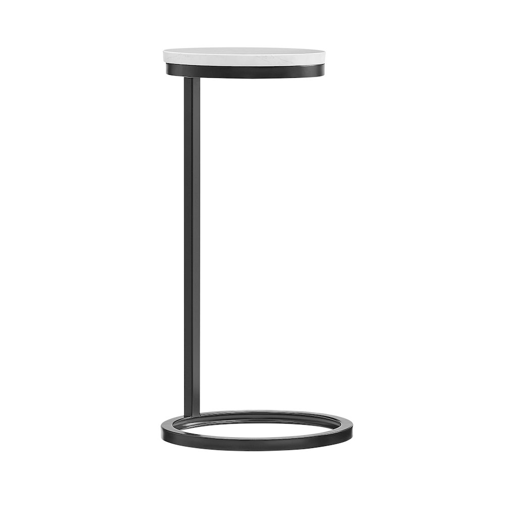 Chalmay Round Metal Accent Table with Marble Top