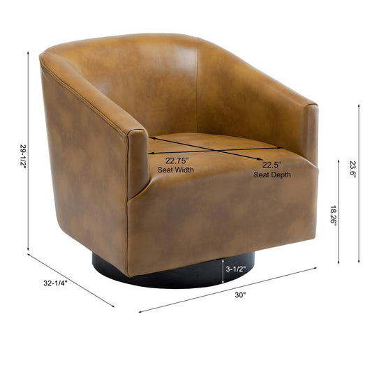 Gaven Camel Wood Base Swivel Chair