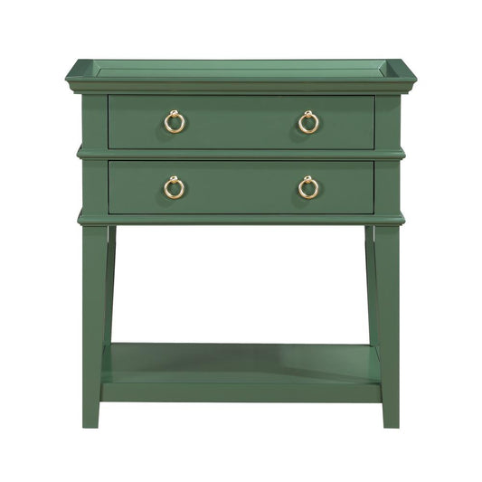 Clara Vintage Green 2-Drawer Tray Top Nightstand