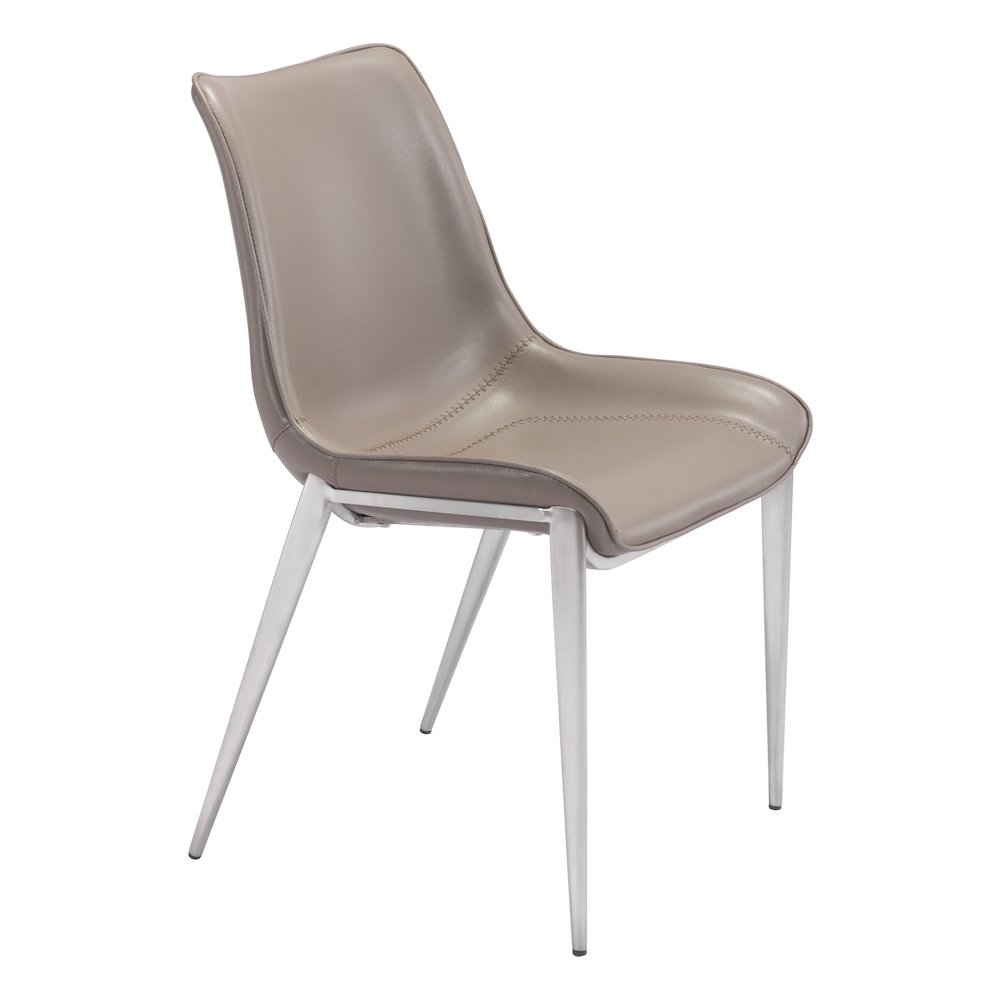 Magnus Dining Chair (Set of 2) Brown & Silver