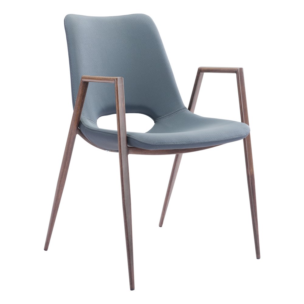 Desi Dining Chair (Set of 2) Azure Gray & Walnut