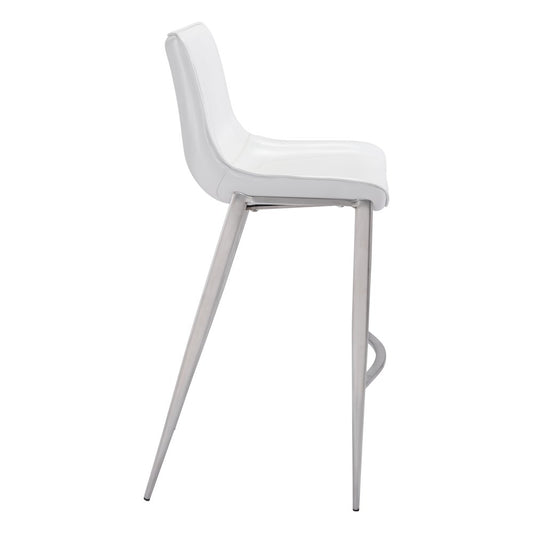 Magnus Barstool (Set of 2) White & Silver