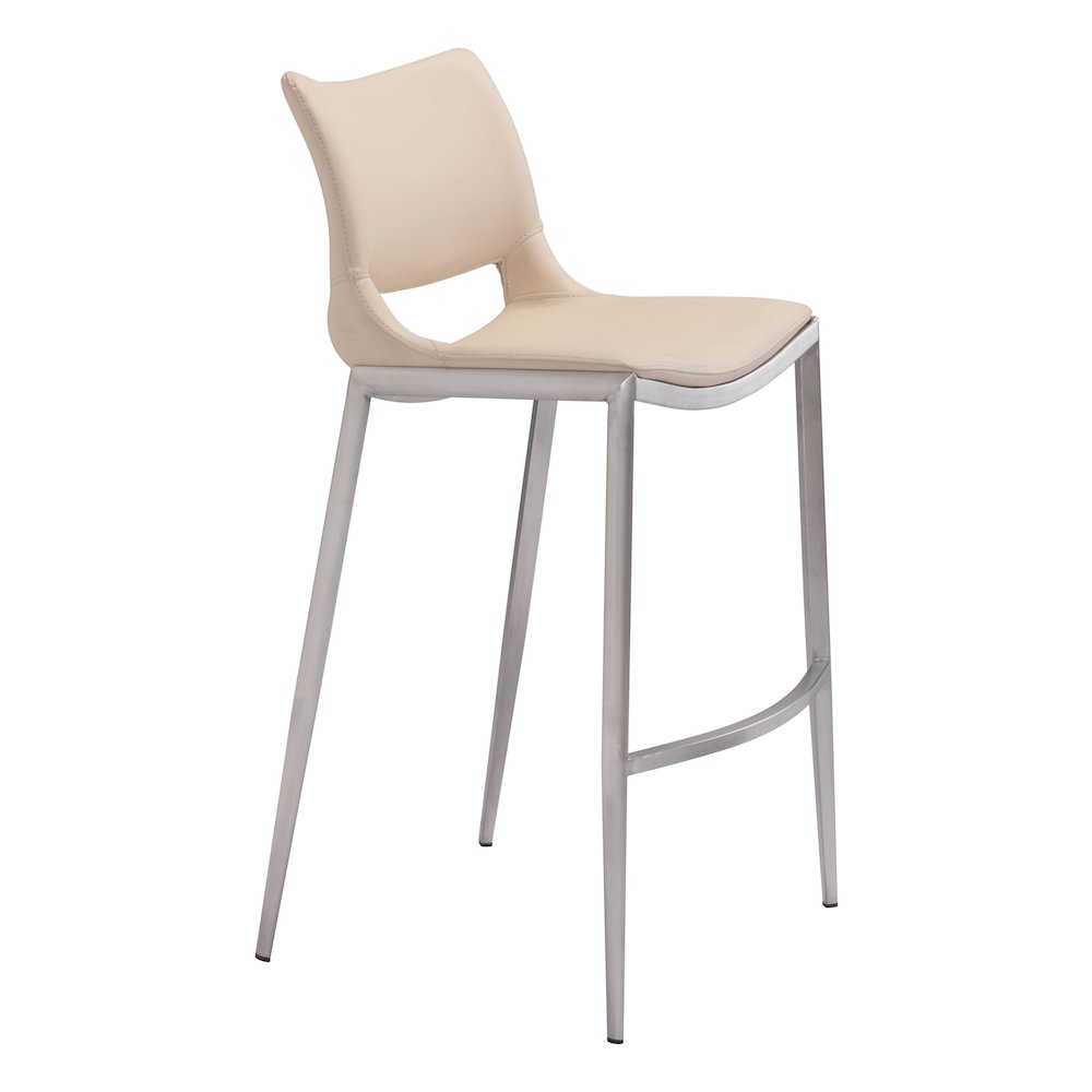 Ace Barstool (Set of 2) Light Pink & Silver