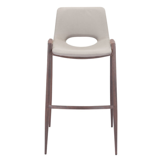 Desi Barstool (Set of 2) Beige & Walnut