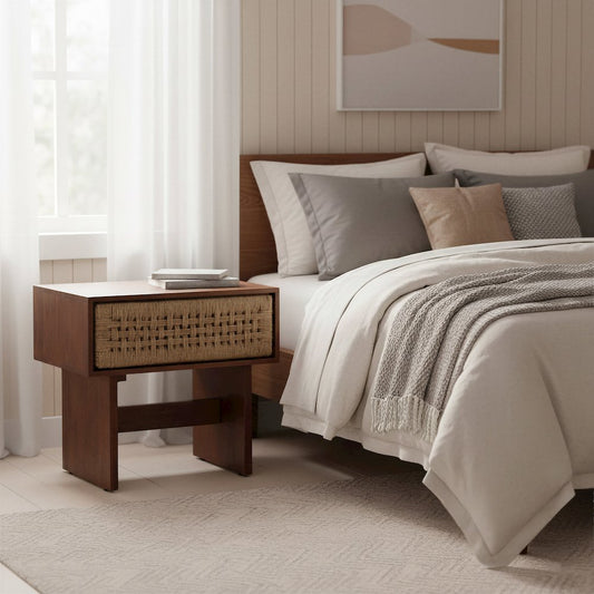Amaria Nightstand Natural & Walnut