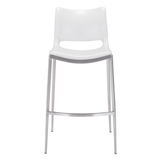 Ace Barstool (Set of 2) White & Silver