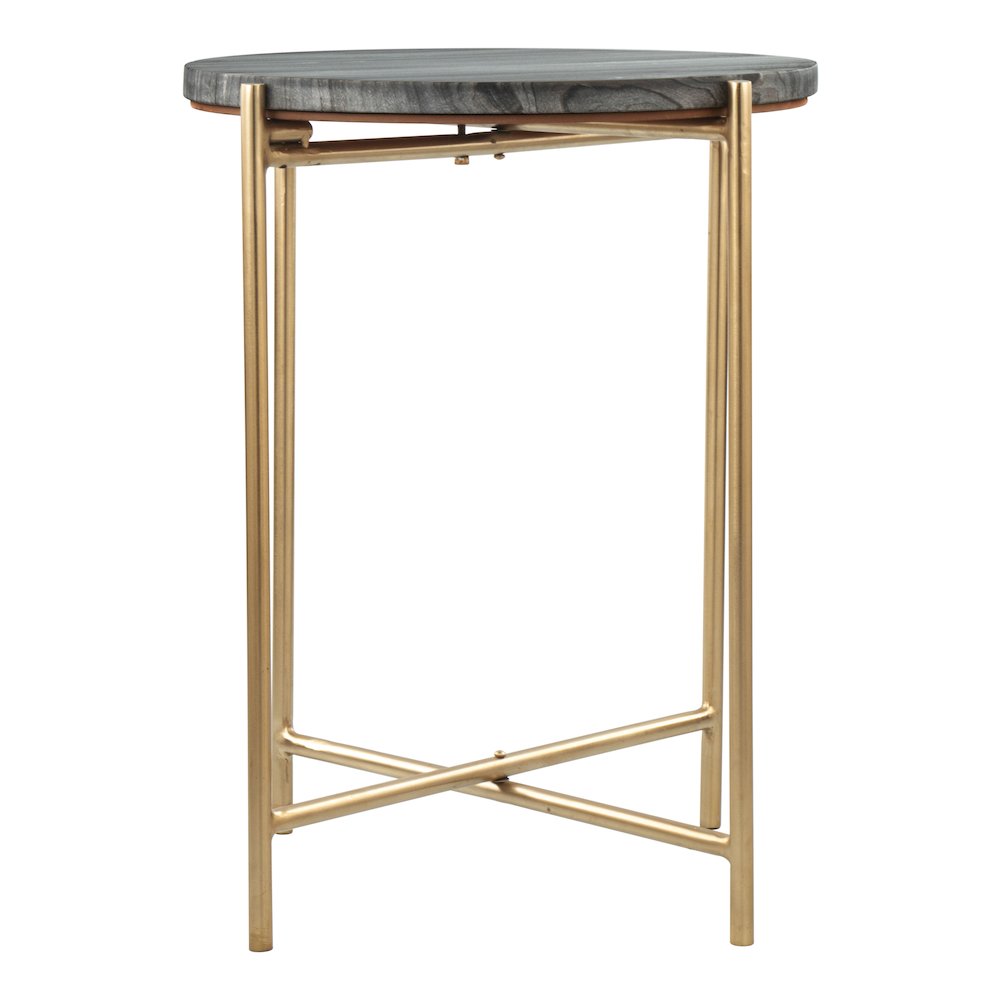 David Side Table Gray & Gold