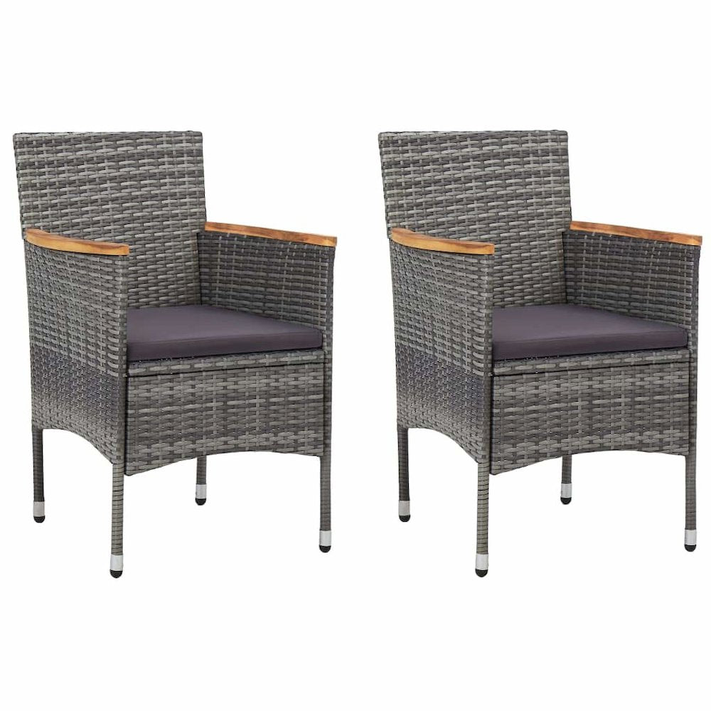 Rattan Chair Set of 2 Grey Poly rattan Standard Ergonomic