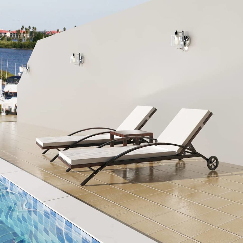 Sun Lounger Brown PE rattan Large Height-Adjustable Sun Lounger
