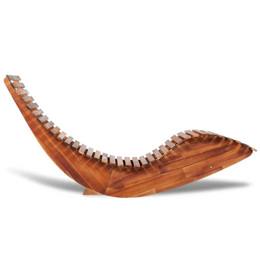 Sun Lounger Light Brown Acacia wood Ergonomic Rocking Sun Lounger