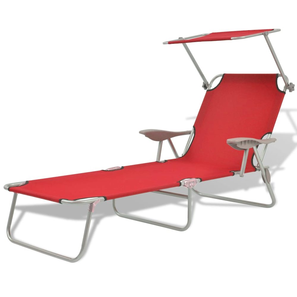 Sunlounger Red Powder-coated steel, Polyester fabric One Size